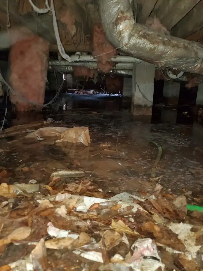 Crawl space flood assessment for Commercial Water Damage Restoration in Aldine