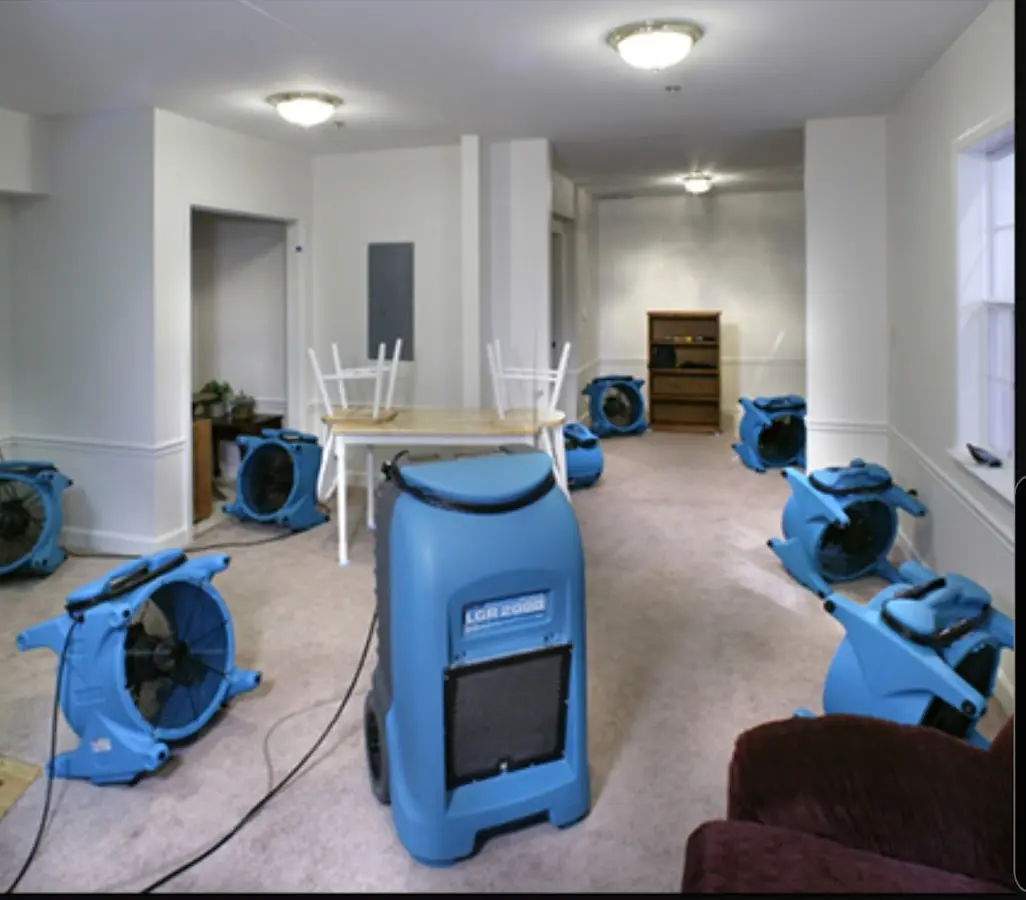 Air movers and dehumidifier setup for Water Extraction & Removal in Aldine