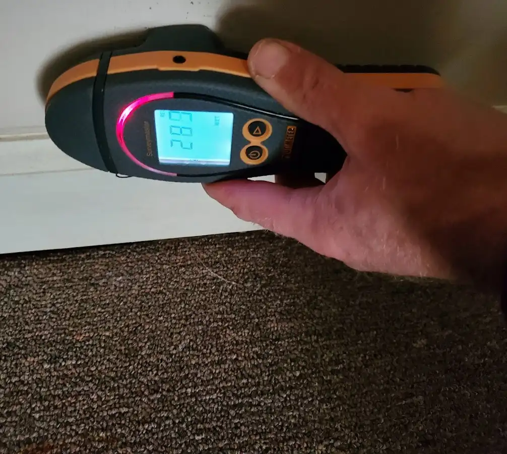 Moisture detection at baseboard during Mold Inspection & Testing in Aldine